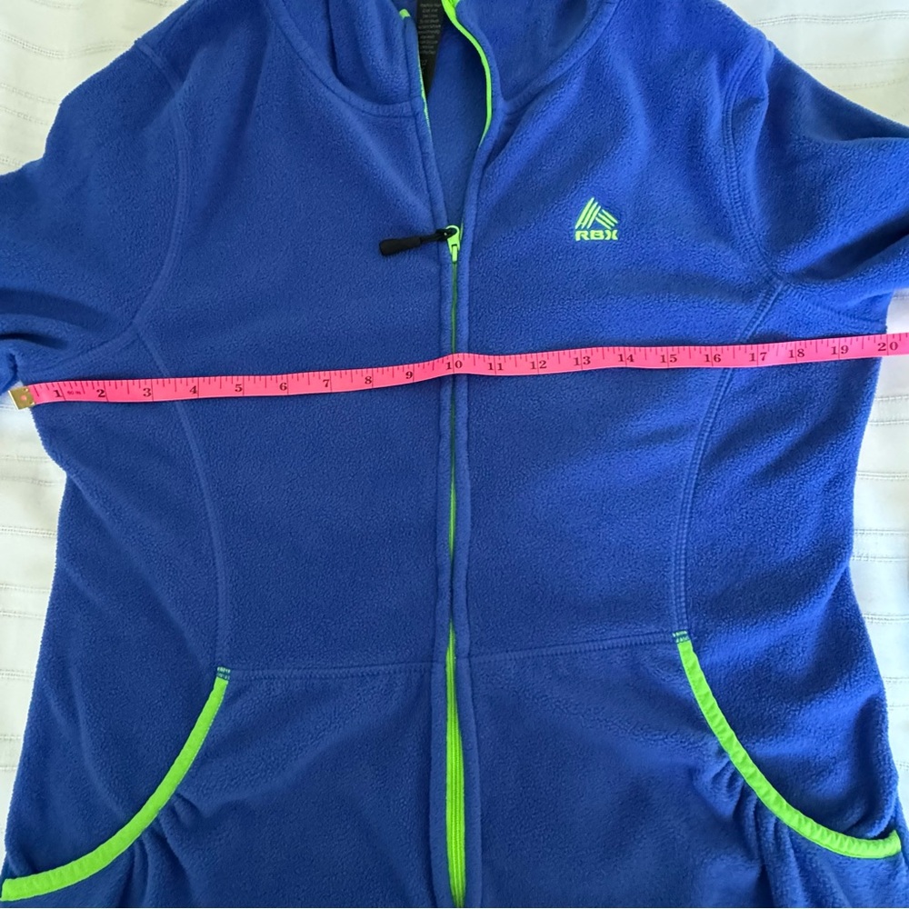 RBX Blue Full Zip Hoodie L Activewear Athletic Jacket Pockets Workout Athleisure - Picture 8 of 10